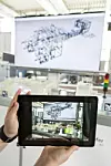 Tablet mit CAD-Zeichnung,