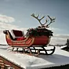 santa claus sleigh over the roof