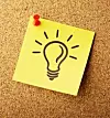 Glühbirne auf Spickzettel