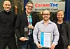 Strahlende Gesichter bei den Preisträgern aus dem CeramTec-Bereich Transparente Keramik (v.l.): Benedikt Havermann (Produktionstechnik), Dr. Lars Schnetter (Bereichsleiter), Jürgen Waidhaas (Anwendungstechnik) und Helen Eschenauer (Leitung Anwendungstechnik).