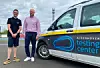 Micha Lesemann (l.), Geschäftsführer der Aldenhoven Testing Center GmbH, und Malte Seifert, Verantwortlicher für die XPONENTIAL Europe, auf dem Testgelände für autonome Systeme.