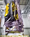 Dicht gepackt: Das JWST auf der Spitze der Ariane-5-Rakete