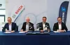 Startschuss für eine Entwicklungskooperation zwischen Schunk und Bosch: Jürgen Müller (CEO, Robert Bosch Robotics), Dr. Stefan Waschul (Fertigungsvorstand des Geschäftsbereichs Vehicle Motion, Robert Bosch), Timo Gessmann (CTO, Schunk) und Falk Bäurle (COO/CFO, Schunk) bei der Vertragsunterzeichnung.