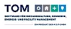 Logo von TOM mit Icons und deutschem Slogan auf weißem Hintergrund. Die Icons sind:
- weißes Zahnrad auf dunkelgrauem Grund
- weißes Haus auf hellgrauem Grund
- weißes Plus-Zeichen auf türkisem Grund
- weiße Glühbirne auf blauem Grund
Der Slogan lautet 'Software für Instandhaltung, Sensorik, Energie- und Facility Management - Ein Produkt der M.O.P GmbH'